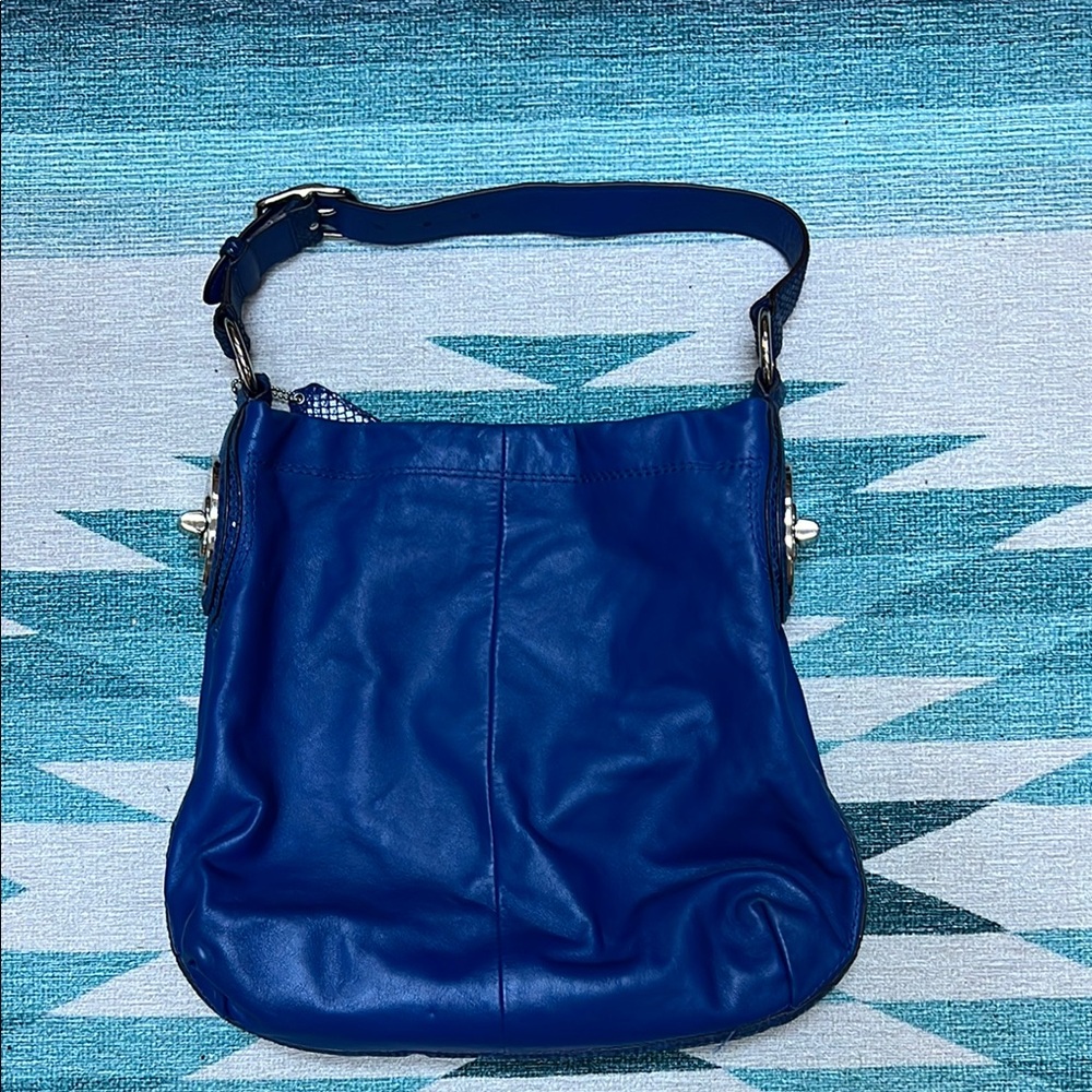 Blue Leather Shoulder Bag